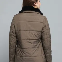 Monte Carlo Women's Brown Self Design Collar Neck Full Sleeve Jacket image 4