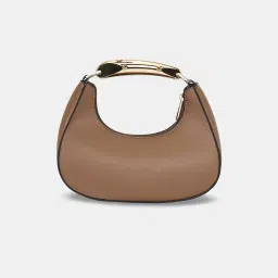 Forever Glam by Pantaloons Taupe Solid Medium Handbag image 4