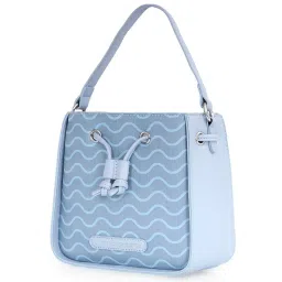 United Colors of Benetton Jaime Blue PU Printed Handbag image 4