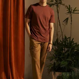 ANDAMEN Brown Regular Fit Printed Crew T-Shirt image 4