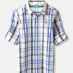 United Colors of Benetton Boys Multicolor Regular Fit Spread Collar Checkered Shirt-picture-41