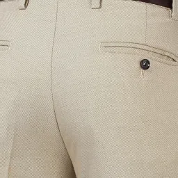 Peter England Beige Blended Slim fit Solid Trouser image 4