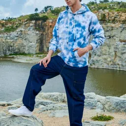 Campus Sutra White Cotton Regular Fit Tie-Dye Hooded Sweatshirt image 4