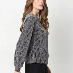 Vero Moda Black & Silver Textured Top image 4