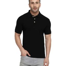 Chkokko Black Regular Fit Polo T-Shirt-picture-18