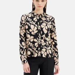 Kazo Beige & Black Floral Print Shirt-picture-21