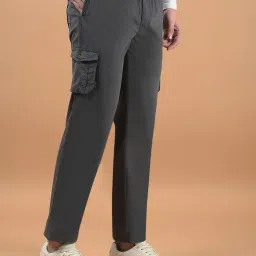 Cantabil Men's Solid Dark Grey Solid Full Length Lower image 4