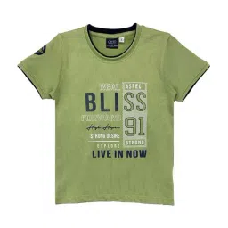 Cavio Kids Pista Green Printed T-Shirt-image-31