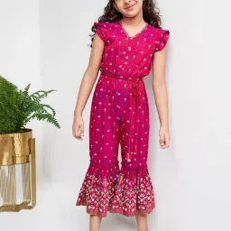 Global Desi Girl Wine Floral Print Jumpsuit-image-57