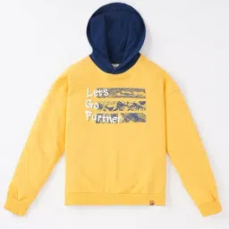 Ed-a-Mamma Kids Yellow & Blue Cotton Printed Full Sleeves Hoodie-image-68