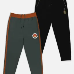 HELLCAT Black & Dark Grey Solid Trackpants (Pack Of 2)-picture-27