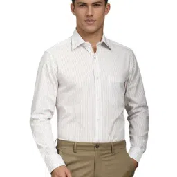 Louis Philippe White Cotton Regular Fit Striped Shirt-picture-29