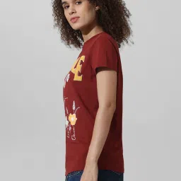 Only Brown Cotton Graphic Print T-Shirt image 4