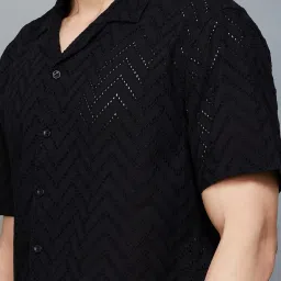 Forca by Lifestyle Black Cotton Regular Fit Self Pattern Shirt image 4