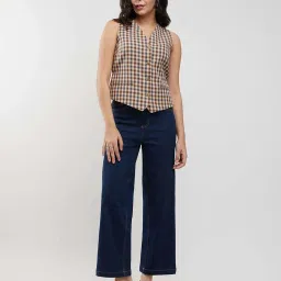 Fablestreet Brown Cotton Checks Waist Coat image 4