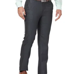 Raymond Grey Slim Fit Checks Trousers image 4