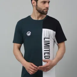 Cantabil Teal Blue Regular Fit Printed T-Shirt-picture-12