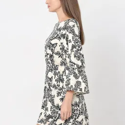 Vero Moda Beige & Black Floral Print A Line Dress image 4