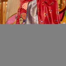 Saree Mall Maroon Woven Sarees With Unstitched Blouse image 4