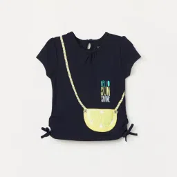 Juniors by Lifestyle Girls Navy Cotton Blend Printed T-Shirt-picture-11