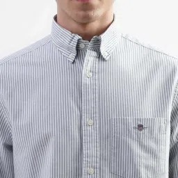 Gant Green Cotton Regular Fit Striped Shirt image 4