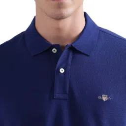 Gant Blue Cotton Regular Fit Polo T-Shirt image 4