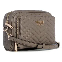 Guess Dark Taupe Quilted Anning Crossbody Camera Bag image 4
