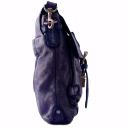 KOMPANERO Adam Blue Leather Solid Cross Body Bag image 4