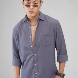 Vastrado Grey Relaxed Fit Self Pattern Shirt image 4