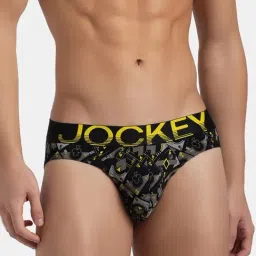 Jockey FP22 Black Super Combed Cotton Elastane Stretch Printed Brief image 4