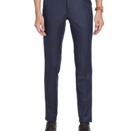 Turtle Blue Ultra Slim Fit Self Design Trousers-picture-37