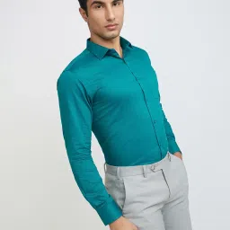 Park Avenue Green Slim Fit Texture Shirt image 4