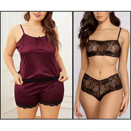 PHALIN Self-Design Top & Shorts Night Suits-picture-14