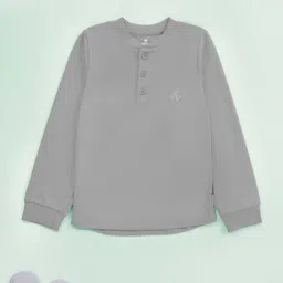 Kiddopanti Unisex Light Grey Solid Full Sleeves T-Shirt-picture-23