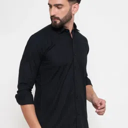 Duke Black Slim fit Solid Shirt image 4