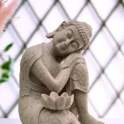 @home Beige Resin Buddha Resting On Knee Showpiece-picture-19