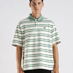 CALVIN KLEIN White Striped Relaxed Fit Cotton Polo T-Shirt-picture-14