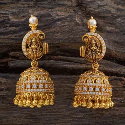 Kushal's Fashion Jewellery 92.5 Pure Silver Gold-Plated Dome Shaped Jhumkas Earrings-picture-56