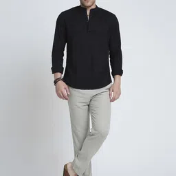 VASTRADO Classic Geometric Embroidered Thread Work Pure Cotton Kurta image 4