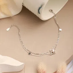 SARAF SILVERETZ Women Sterling Silver American Diamond Handcrafted Silver-Plated Charm Bracelet-picture-56