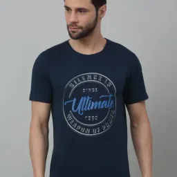 Cantabil Teal Blue Regular Fit Printed T-Shirt-picture-11