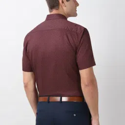 Peter England Maroon Cotton Regular Fit Printed Shirt image 2