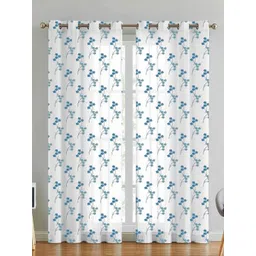 HOMEBREW FURNISHINGS Blue & Green 2 Pieces Embroidered Organza Sheer Door Curtains-picture-28