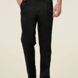 Van Heusen Black Regular Fit Pleated Mid Rise Trousers-picture-23