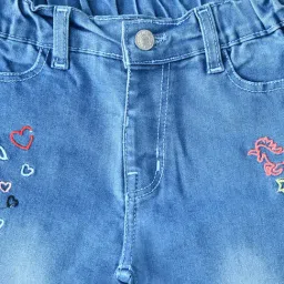 Bella Moda Girls Blue Denim Embroidered Comfort Fit Jeans image 3