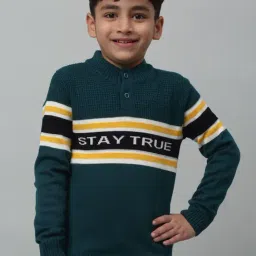 Cantabil Kids Green Printed Full Sleeves Sweater-image-96