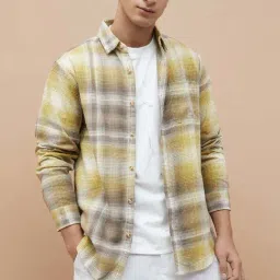 Forca By Lifestyle Lime Cotton Regular Fit Checks Shirt-picture-23