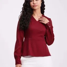 Fablestreet Maroon Relaxed Fit Top-image-3