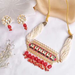 Teejh Akruti Pink Necklace & Earring Set-picture-17