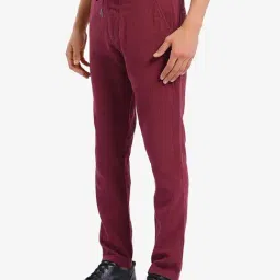 Rare Rabbit Maroon Regular Fit Solid Trousers image 4